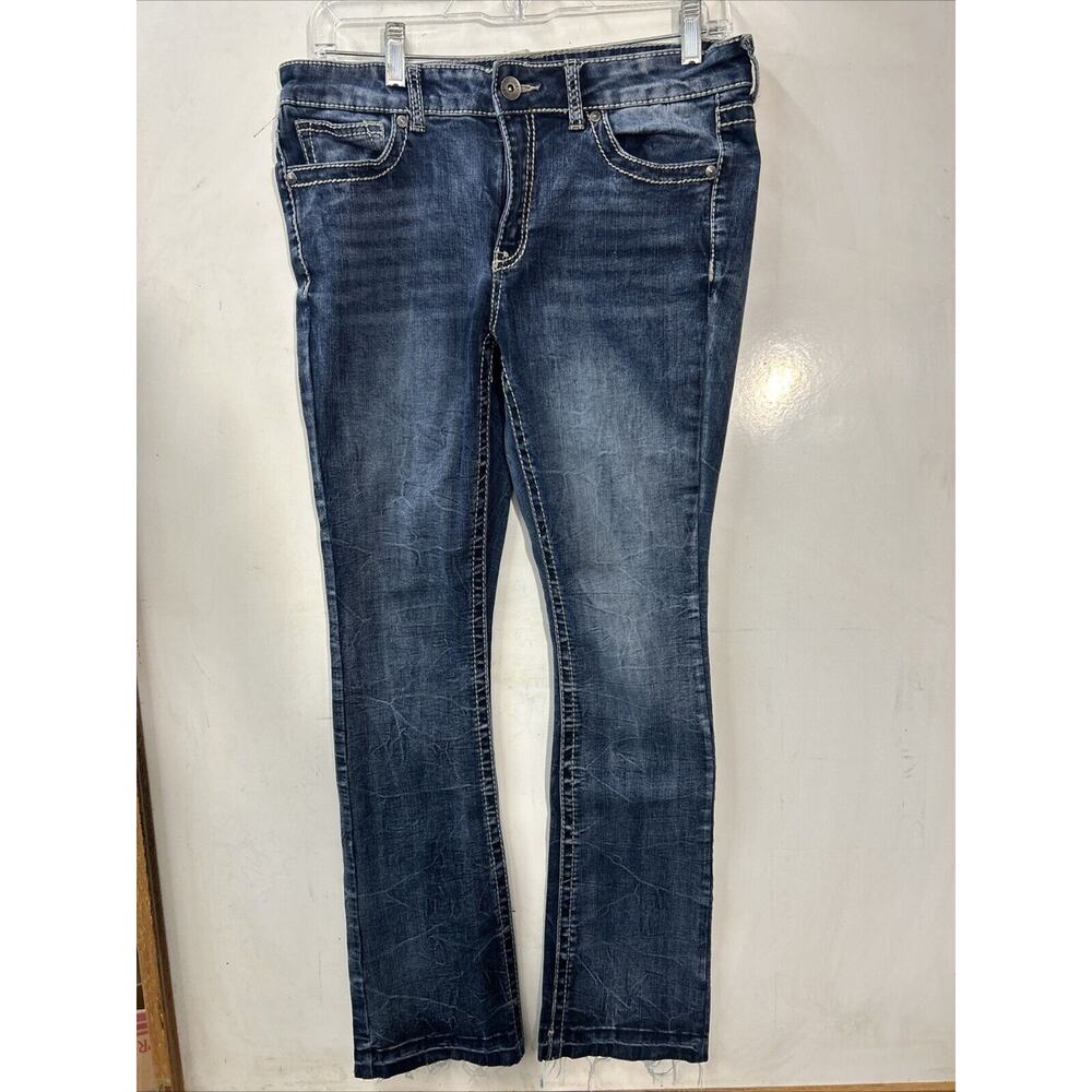 True Luck‎ Jeans Womens Blue Pants Stretch Denim Embroidered Sexy 13/14